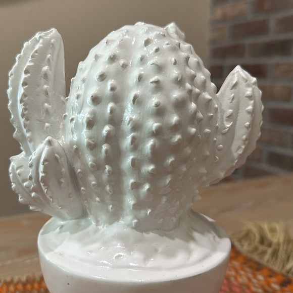 White Ceramic Cactus in Pot - Picture 3 of 7